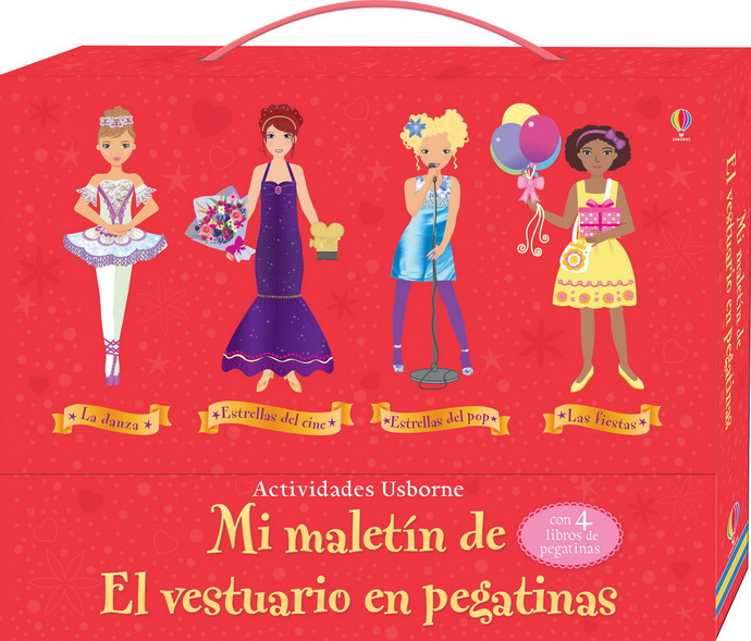 Mi maletín de la danza, las fiestas, estrellas del cine y del pop. El vestuario en pegatinas (set de 4 libros)