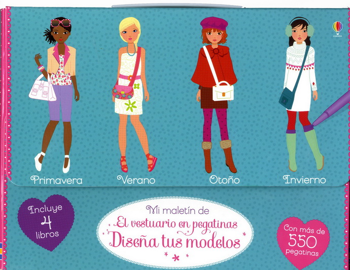 Mi maletín de actividades. El vestuario en pegatinas. Diseña tus modelos (set de 4 libros)